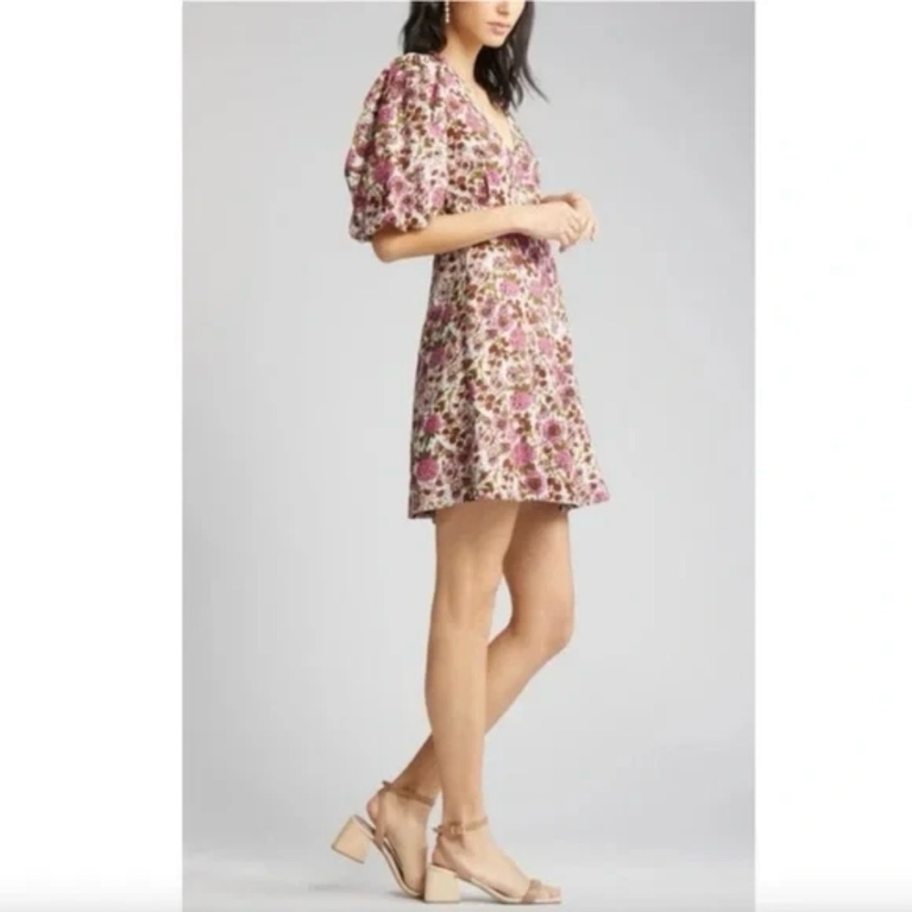 Chelsea 28 Nordstrom Pink Floral Puff Sleeve Whisper Fleur Mini Dress Size M